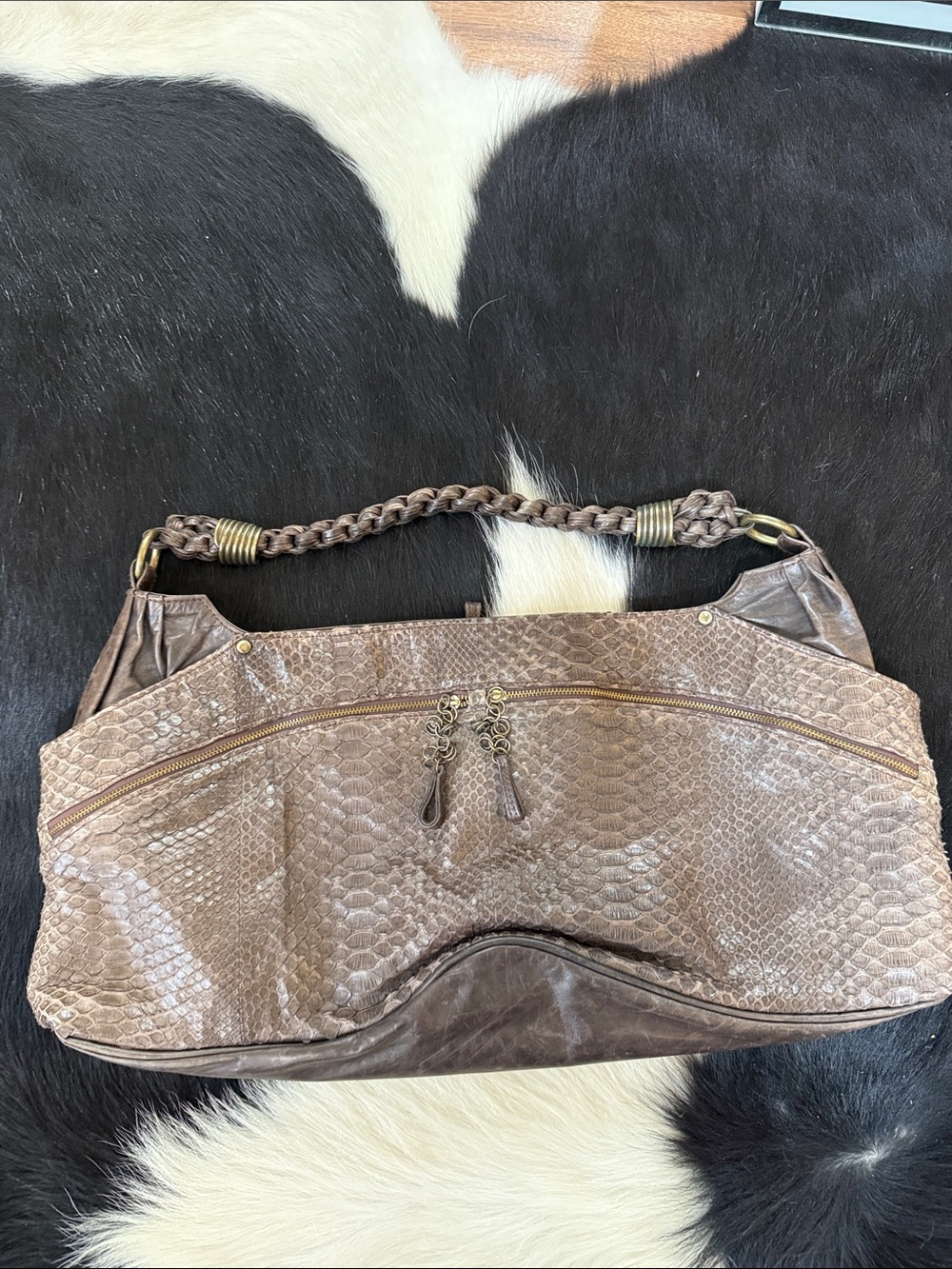 Vintage Snakeskin Leather Shoulder Bag by R&Y Augousti - Picture 9 of 13